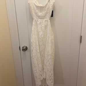 White lace cutout midi dress, Perfect for bridal shower